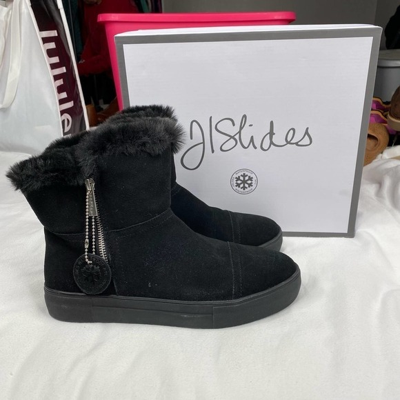 New J/Slides Women's Alistar High-Top Faux-Fur Bootie Sneakers Zipper Closure10M - Picture 5 of 5